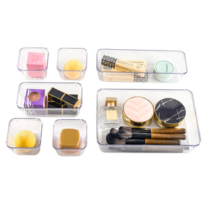 Clear Plastic Drawer Organizer Set 25pcs Multifunctional Space Saving <b>Storage</b> Trays for Makeup Desk Supplies Kitchen & Wardrobe - Product Image 3