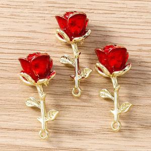 Модный кулон в виде красной розы, романтичный, из сплава, для самостоятельного изготовления, для чехлов для телефонов, брелоков, украшений, аксессуаров для рукоделия - Product Image 6