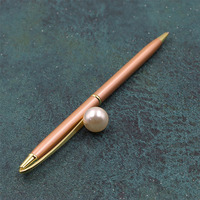 Bolígrafo de metal personalizado para mujer, bolígrafo con logotipo promocional de gel decorativo de perlas para marketing de negocios de oficina