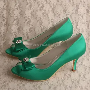 (23种颜色) 绿色蝴蝶脚跟窥鞋