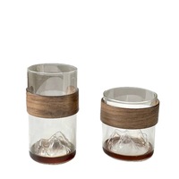 Vente en gros de tasses à eau en verre borosilicate de haute qualité avec vue sur la montagne, pour le café