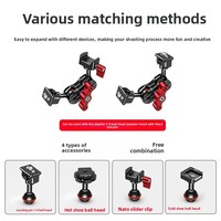 Bras Magique Double Tête 20mm Boule OTAN Pince Cold Shoe Mount 1/4 Vis pour Appareil Photo DSLR Cage Lumière de Remplissage LED Mic Bracket Accessoire