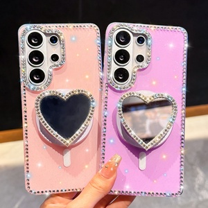 Elegante Custodia per Telefono con Cornice Glitterata a Forma di Cuore, Supporto Magnetico e Protezione Antiurto IMD per Serie S/A - Product Image 2