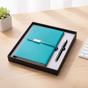 Nouvel ensemble cadeau stylo et carnet d'affaires personnalisé, ensemble carnet et stylo A5 avec couverture en cuir PU, coffret cadeau avec boîte - Product Image 1
