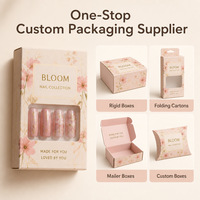 Boîte d'emballage cosmétique pour ongles, marque privée, taille standard, carton pliable, carton couché, blanc brillant, impression de qualité