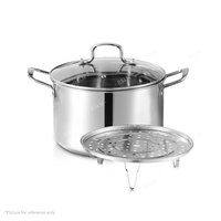 Marmite à soupe classique double 5/7,5 L grande capacité en acier inoxydable 304 épaissi avec couvercle et grille vapeur pliable, doublure en acier inoxydable