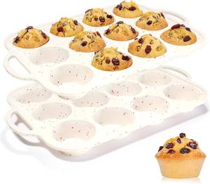 MUYULINS Factory 12/24 Hollow Cups Metal Reinforced Frame Regular Size with Handle Non-Stick <b>Silicone</b> Cake Mold - Product Image 3