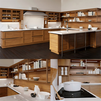Meubles de cuisine scandinaves de luxe en bois, armoires modulaires, aménagement intégré sur mesure pour la rénovation de maisons modernes
