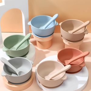 아기 유아 실리콘 흡입 식품 보관 그릇 숟가락 식기 세척기 전자 레인지 안전 수유 세트 - Product Image 5