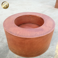 Taille personnalisée Foyer rustique d'extérieur en acier corten rustique avec couleur rouille pour bois de chauffage combustible