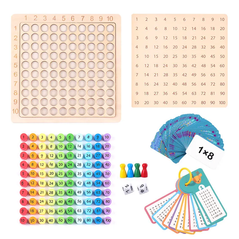 Kids Math Learning Toys, Funny Wooden Montessori Educational Math Learning Multiplication Board Game For Kids