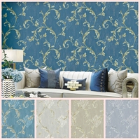 Nouveaux designs modernes de papier peint en PVC non tissé 3D à motifs floraux, ignifuge et imperméable, en rouleaux pour salon, usage domestique, en stock