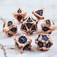 Haute qualité personnalisé émail bleu creux Dragon métal dés ensemble carré polyédrique mdn RPG jeu dés usine en gros mdn cadeaux