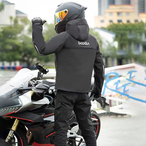 Veste de moto Bodun noire coupe-vent et chaude pour homme, équipement de conduite toutes saisons, tenue de sport couleur unie - Product Image 1