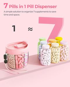 Organisateur de pilules portable en plastique PS de qualité alimentaire, 7 compartiments, boîte de rangement hebdomadaire, étanche, option logo personnalisé, commerce extérieur, rose - Product Image 4