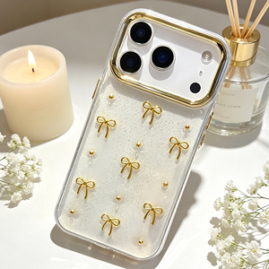 Custodia per telefono 3D con fiocco dorato e glitter per <span class=keywords><strong>iPhone</strong></span> 18 <span class=keywords><strong>Pro</strong></span> <span class=keywords><strong>Max</strong></span>, cover per cellulare per <span class=keywords><strong>iPhone</strong></span> 17 <span class=keywords><strong>Pro</strong></span> 16 15 LN034 - Product Image 5