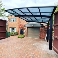 Carport Autoportant à Structure en Aluminium Robuste avec Toiture en Polycarbonate, Abri de Voiture Métallique