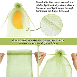 Extra <strong>Large</strong> 100 Pcs White Green Fruits Vegetables Protection Anti Insect <strong>Organza</strong> Mesh Drawstring Netting Cover Pouch <strong>Bag</strong> - Product Image 3