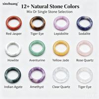 Bague en pierre naturelle multicolore, vente en gros, bague en cristal poli, pierres précieuses, bagues multi-pierres semi-précieuses pour la fabrication de bijoux