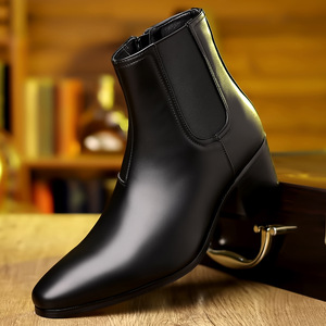 Bottines Chelsea rétro de style britannique pour hommes, à bout <span class=keywords><strong>pointu</strong></span>, tendance, à la mode, nouvelles, décontractées, polyvalentes, avec fermeture éclair latérale - Product Image 1