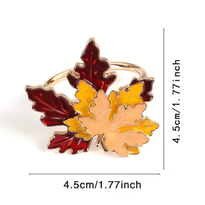 6 Anillos para Servilletas de Acero Inoxidable con Diseño de Hoja de Arce Dorada, Estilo Bohemio Retro Elegante y Ecológico para Fiestas - Product Image 6