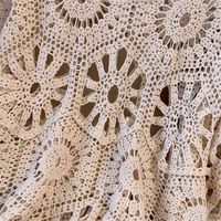 Pull en tricot vintage ajouré à col rond et manches courtes amincissant