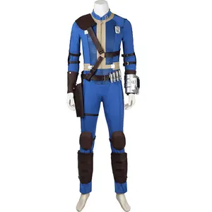 Hot Fallout Hank kostum Cosplay Halloween, pakaian pria, Jumpsuit, Set Prop, kostum Vault 33
