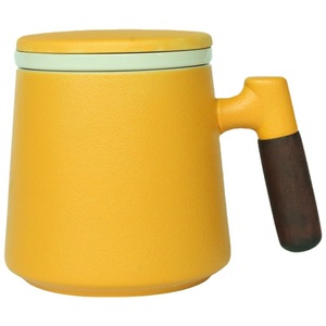 Ensemble de tasses en céramique de style nordique avec poignée en bois et infuseur à thé, pour le bureau, cadeau d'affaires - Product Image 5