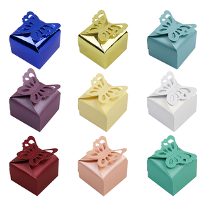 Cajas de Dulces Plegables Desechables de Papel Perlado con Diseño de Mariposas Multicolores, para Bodas, Fiestas, Recuerdos de Boda - Product Image 1