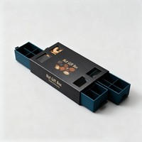 Boîte de collation de noix de luxe avec fenêtre Boîte d'emballage de qualité alimentaire pour fruits secs Boîte de papier à tiroir noir imprimé ISO9001
