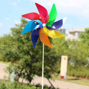 16cm acht blättrige achtfarbige Plastikspielzeug-Windmühle für Kinder Garten-Patio-Dekorations windmühle im Freien - Product Image 1