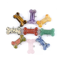 Pendentif en os de cristal naturel œil de tigre en gros, accessoire pour chien et animal de compagnie, pendentif de collier DIY, os d'agate sculpté en pierre naturelle originale