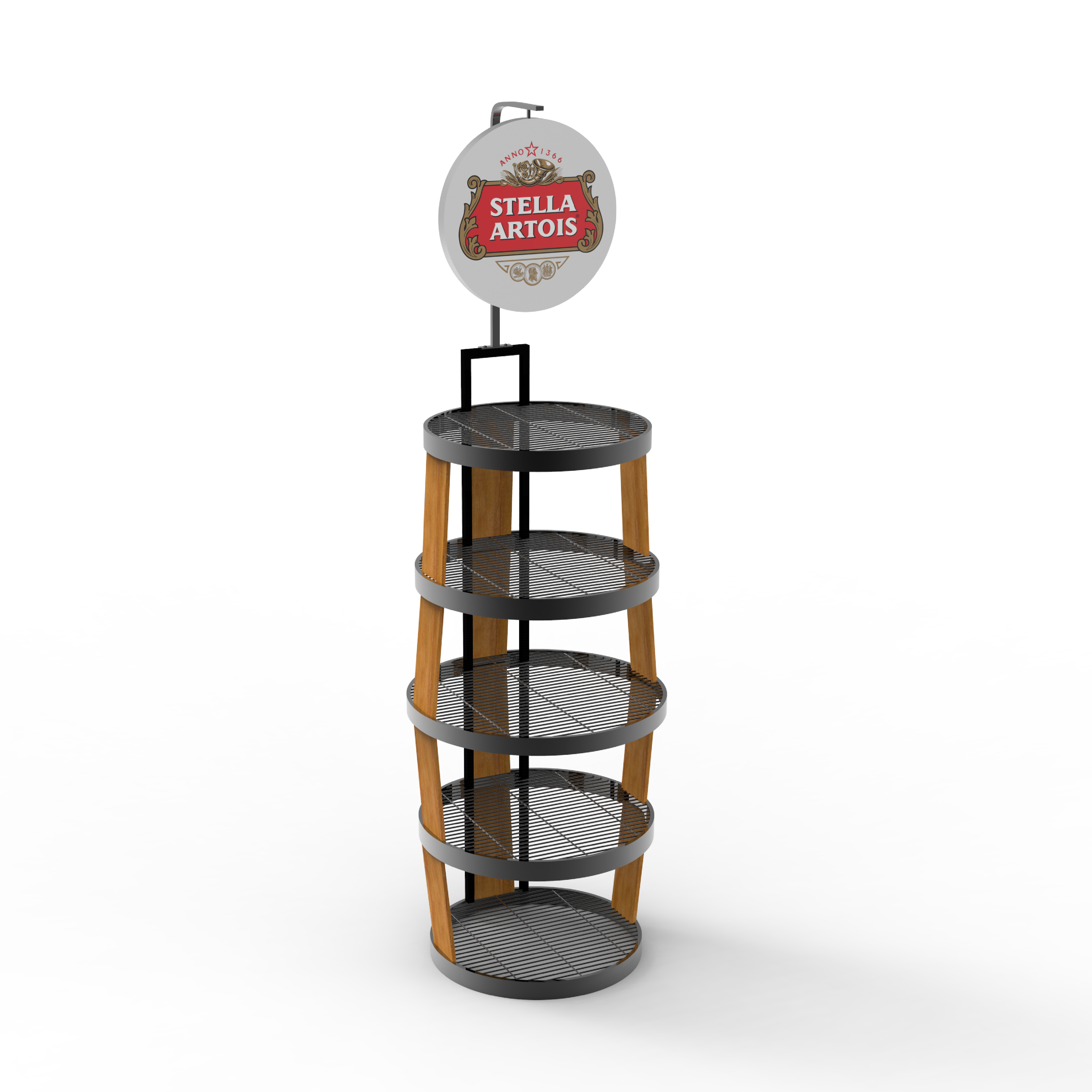 Apache Custom Logo Free Standing Metal Wire Barrel Display Rack Light Duty for Storing Beer Cans or Bottles OEM ODM — view 6