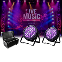 Projecteur LED Par 18x10W RGBW 4-en-1 en alliage d'aluminium ultra-plat, lumière de wash blanc chaud DMX512 avec flight case pour scène, mariage, fête, événements DJ