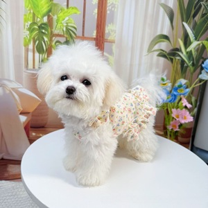 Robe à imprimé floral pour animaux de compagnie, avec volants, pour chiens et chats, tenue respirante en Polyester, Style princesse, printemps et été - Product Image 3