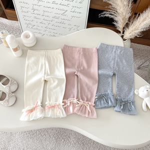 Nuovi <span class=keywords><strong>Leggings</strong></span> Autunnali per Bambine in Cotone Tinta Unita Traspiranti a Tutta Lunghezza - Product Image 3