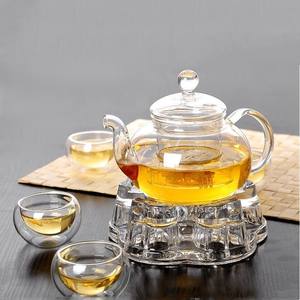 Ensemble <span class=keywords><strong>de</strong></span> théière et <span class=keywords><strong>de</strong></span> tasses à thé en verre borosilicate transparent résistant à la chaleur, <span class=keywords><strong>de</strong></span> luxe, pour les fêtes, avec <span class=keywords><strong>chauffe</strong></span>-thé - Product Image 3