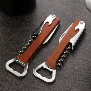 Drei-in-Eins Tragbarer Umweltfreundlicher Weinflaschenöffner, Hochwertiger Holzgriff-Weinöffner Geeignet für Hochzeiten und Feiern - Product Image 1