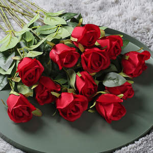 Rosas Artificiales <span class=keywords><strong>de</strong></span> Alta Calidad al por Mayor, Rosas Individuales Rojas y Blancas, Personalizadas, con Tacto Real, <span class=keywords><strong>Flores</strong></span> Decorativas - Product Image 1