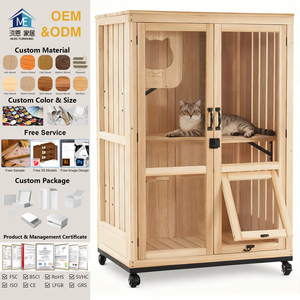 Luxury <strong>Cat</strong> <strong>Condo</strong> with Scratching Posts Oversized <strong>Cat</strong> Villa Large Wooden House with Wheels for Outdoor and Indoor <strong>Cats</strong> - Product Image 1