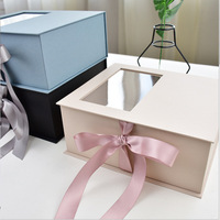 Caja de flores de lujo de nuevo diseño para ramos Caja de embalaje de regalo rígida magnética de cartón Premium con ventana reciclable