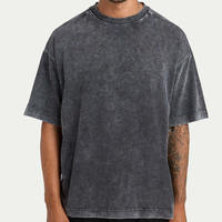 T-shirt pour hommes en coton lourd de qualité supérieure T-shirt ample à épaules tombantes Streetwear T-shirt délavé à l'acide avec impression personnalisée pour hommes