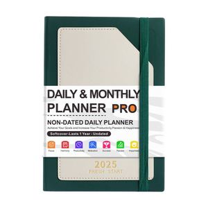 Carnet A5 à couverture rigide, reliure thermique, sangle en cuir rigide, ceinture élastique, logo personnalisé imprimé, bloc-notes de bureau, agenda, en stock - Product Image 2