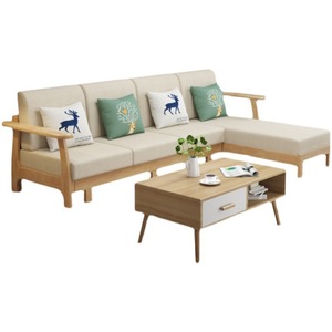 Muebles Hengke Sofá Cama en Forma de L de Madera Maciza, Muebles Modernos Minimalistas Multifuncionales para Sala de Estar - Product Image 3