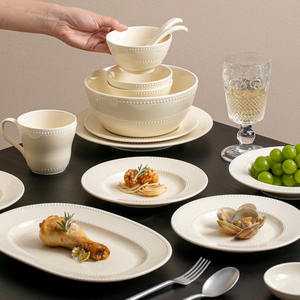 Assiette en porcelaine élégante pour steak, pâtes, <span class=keywords><strong>petit</strong></span>-déjeuner, dessert, vaisselle de table en céramique pour la maison <span class=keywords><strong>et</strong></span> l'hôtel, ensemble de bols blancs - Product Image 4