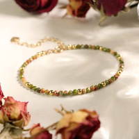 Bracelet en alliage avec perles rondes facettées en pierre de lune naturelle de 3 mm et chaîne d'extension