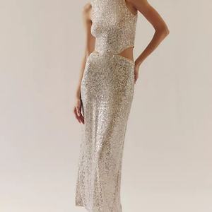 Vestido Maxi de Lentejuelas para Mujer, Diseño 2025, Primavera-Verano, Sin Mangas, Sexy, Ajustado a la Cadera - Product Image 1