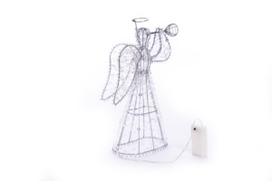 เครื่องประดับนางฟ้าแบบตั้งพร้อมริบบิ้นไข่มุกพลาสติก/โลหะวัสดุในร่ม/กลางแจ้งใช้สำหรับเป็นของขวัญตกแต่งวันหยุด - Product Image 2