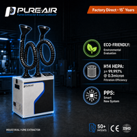 Extracteur de poussière laser Pure-Air PA-F250d avec filtre HEPA H14 et charbon actif, moteur, débit d'air 250m³/h, pression 2700Pa pour poussière métallique