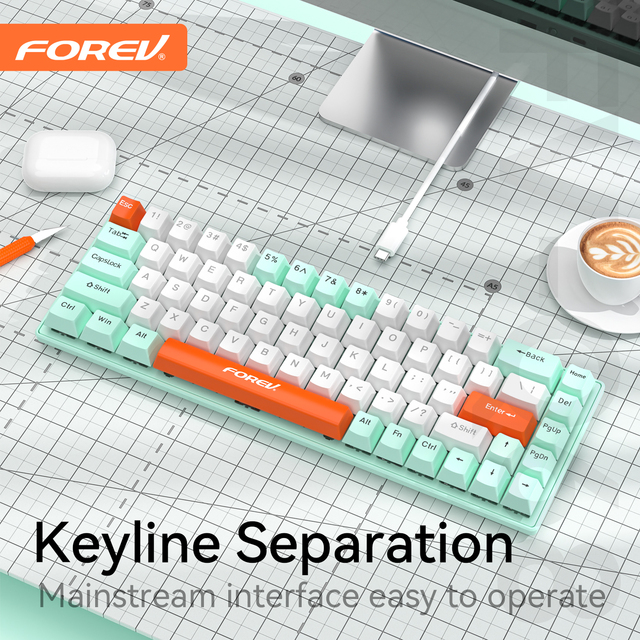 Russian-style High-aesthetic 68-key Wired USB Gaming RGB Tri-mode Waterproof Mechanical Keyboard Q68